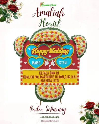 Karangan Papan Bunga Pernikahan di Tabam